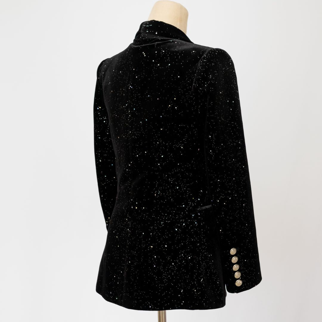 Pre-owned Balmain Milky Way Velvet Blazer With Embossed Buttons In Black