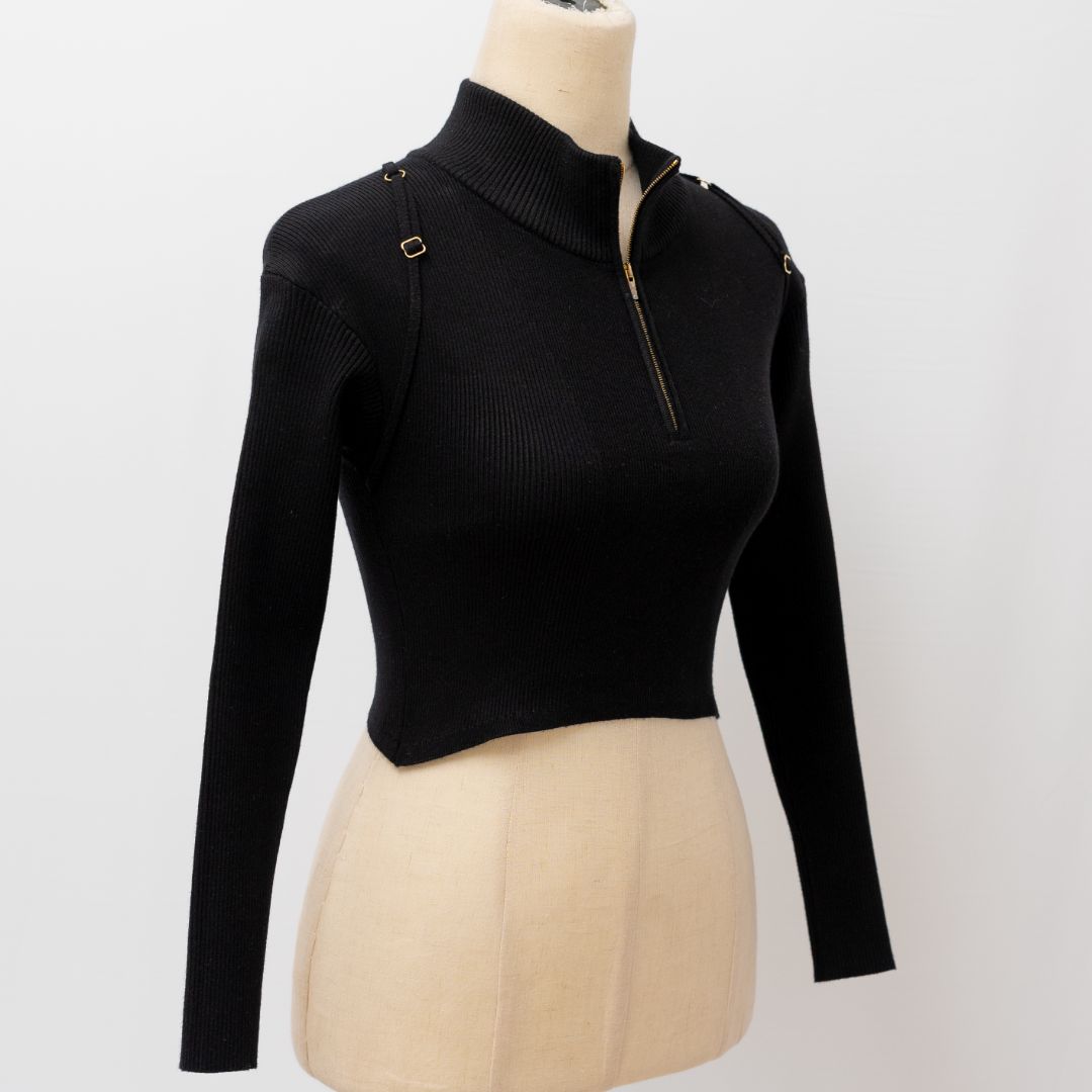 Pre-owned Jacquemus La Maille Bormio Cropped Knit Top In Black