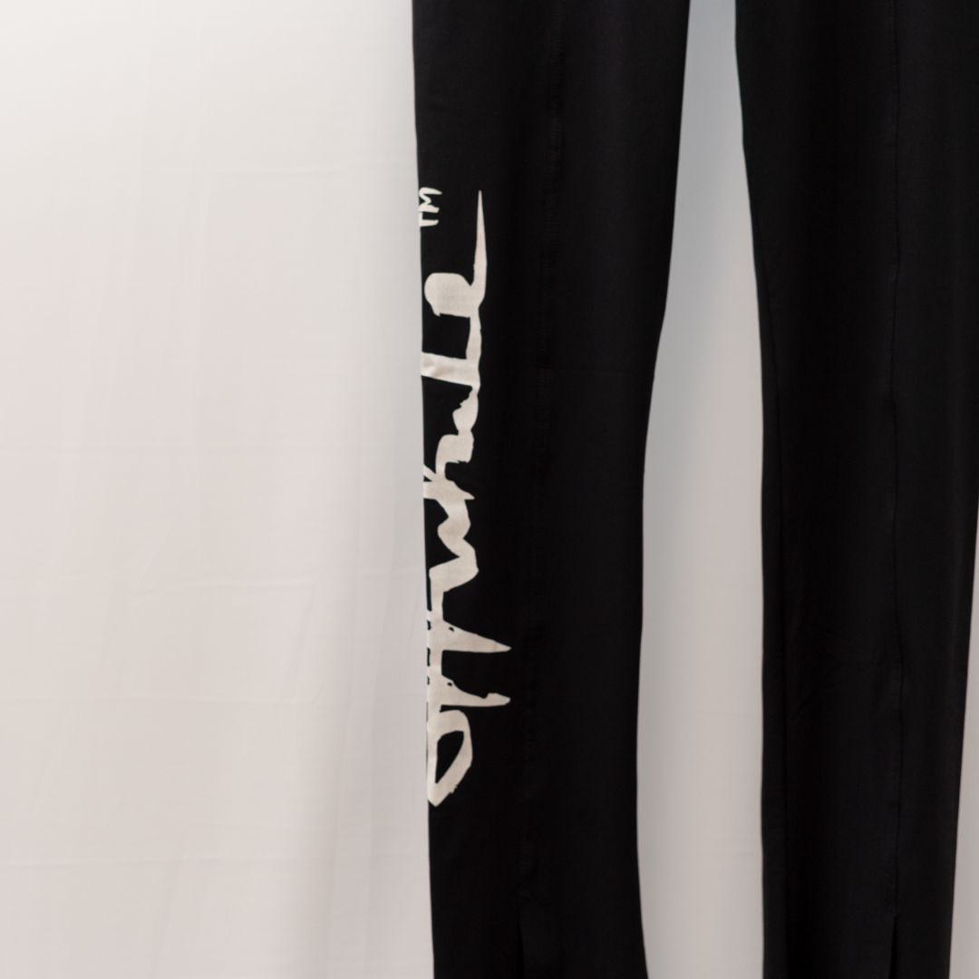 Pre-owned Off-white Logo-print Split-ankle Performance Leggings In Black