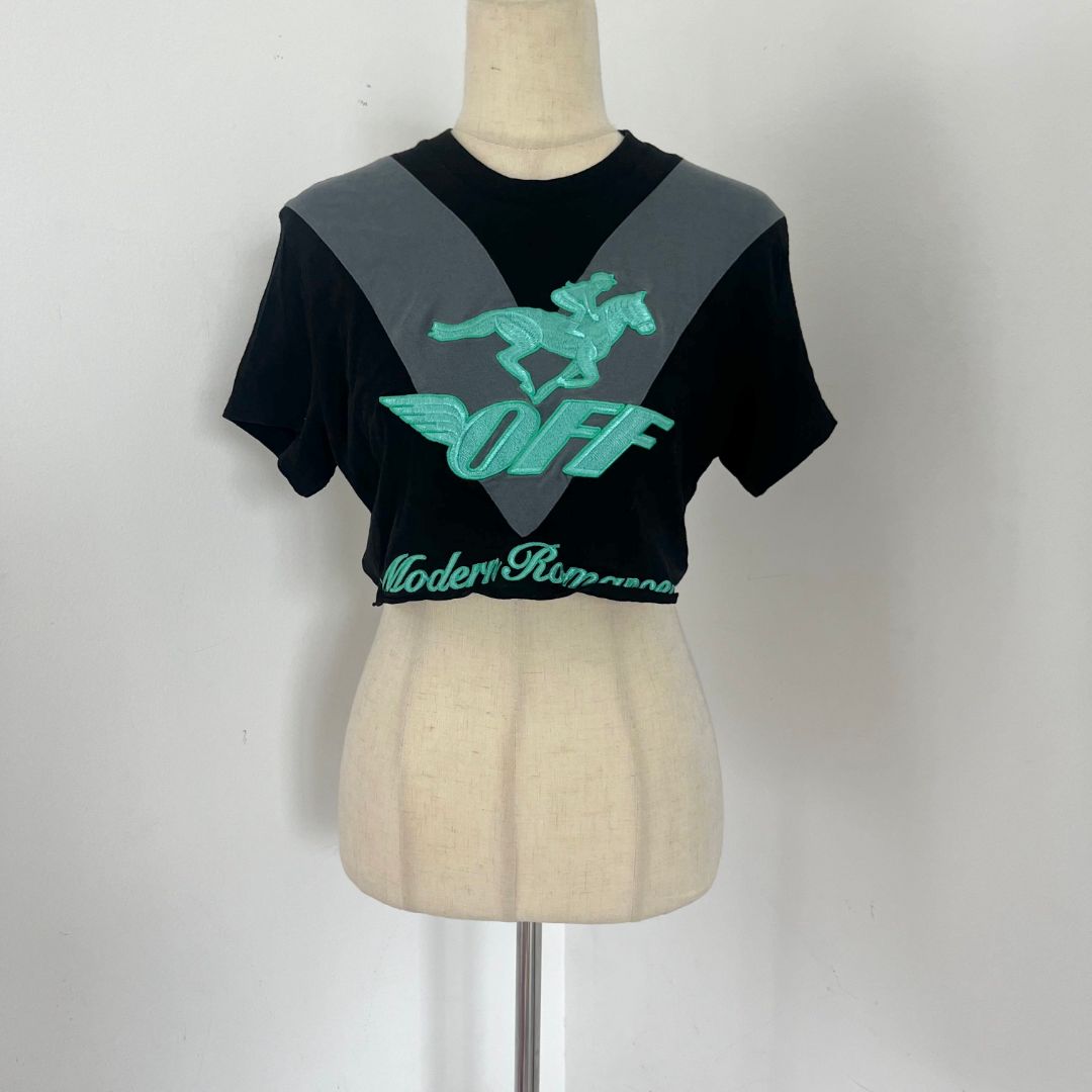 Pre-owned Off-white Black Embroidered Blue T Shirt