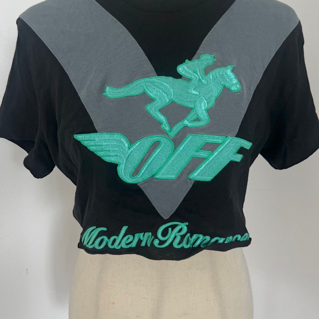 Pre-owned Off-white Black Embroidered Blue T Shirt