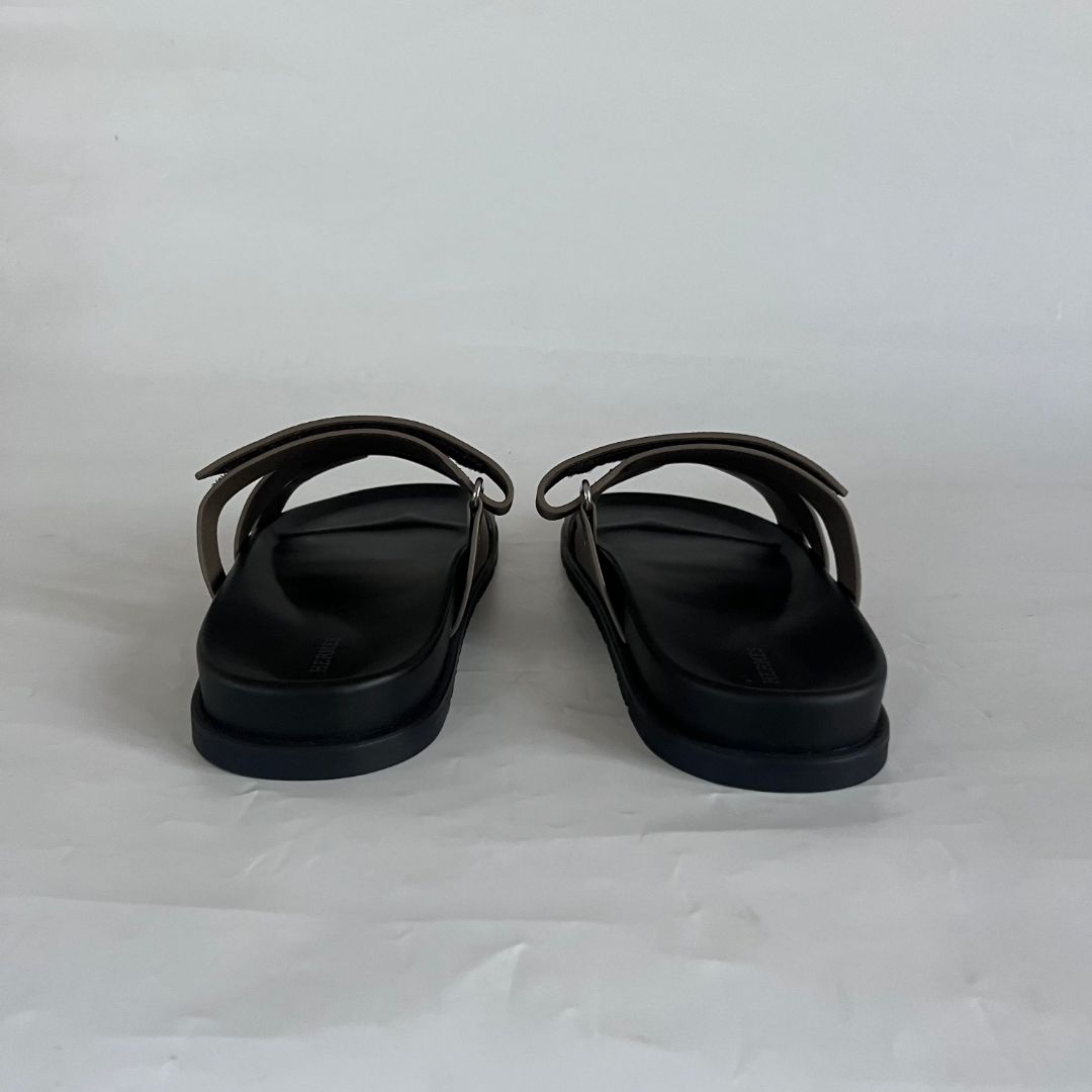 Pre-owned Hermes Etoupe Chypre Men's Sandals, 47