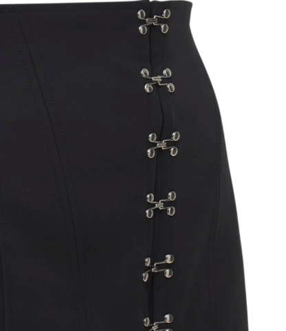 Pre-owned Dion Lee Black Mini Skirt With Hook Detail