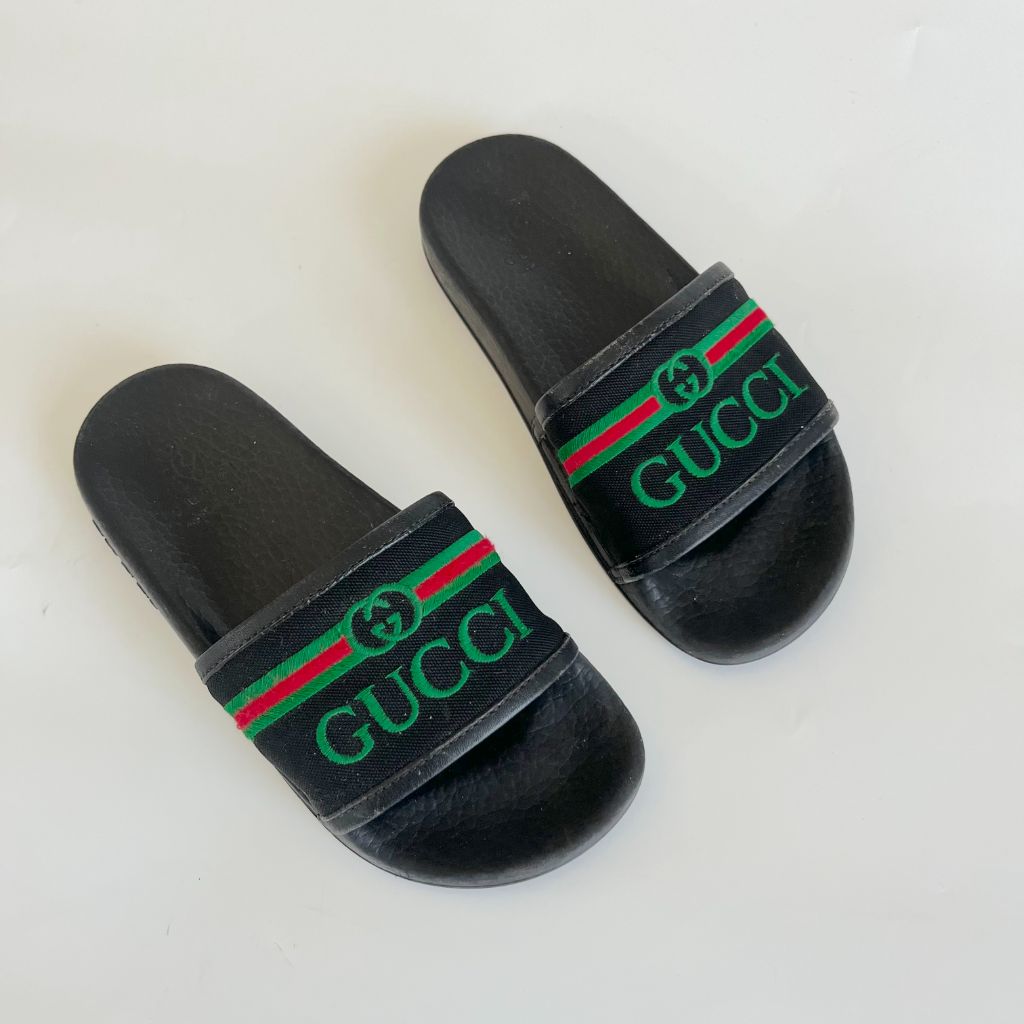 Gucci Kids embroidered logo slides, size 29 - BOPF | Business of Preloved  Fashion