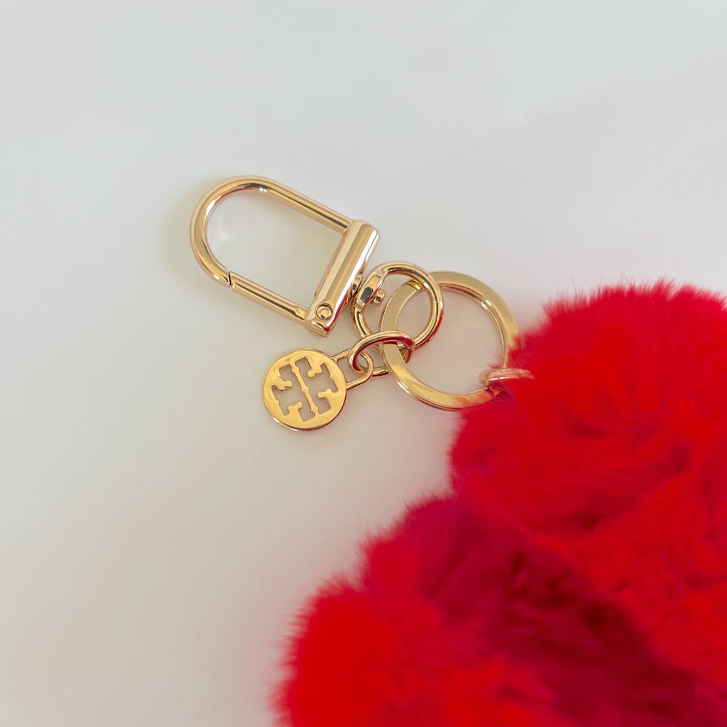 Tory Burch red rabbit fur heart shaped key chain - BOPF | Business of  Preloved Fashion