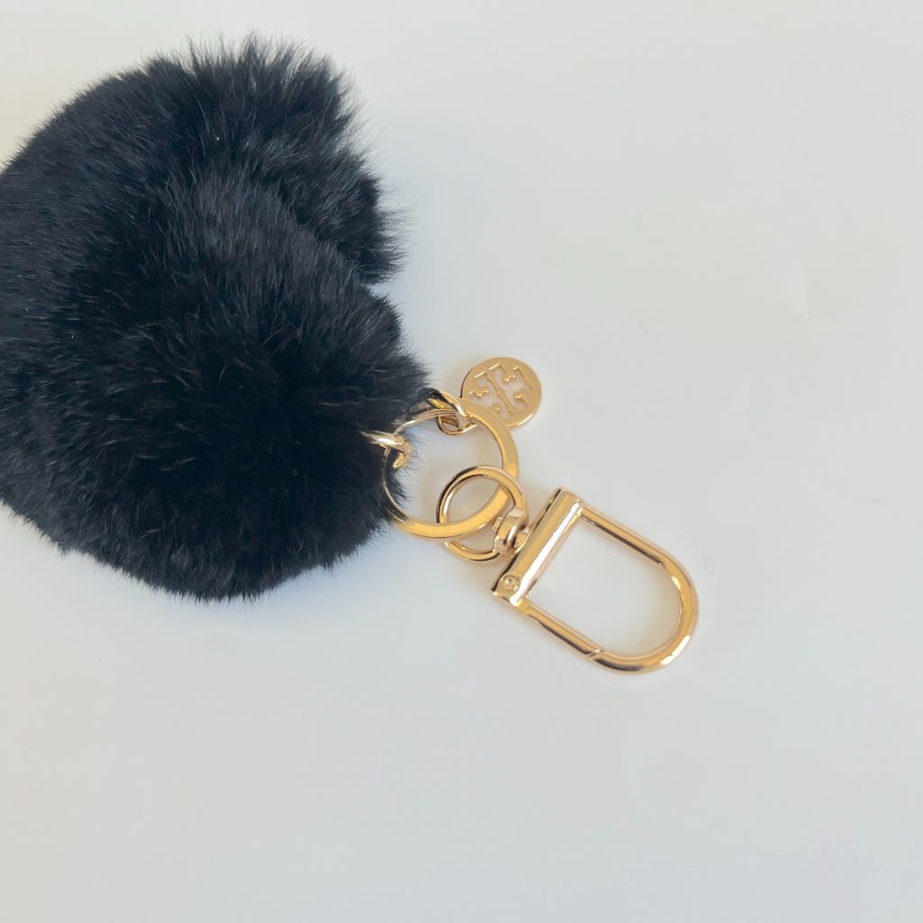 Tory Burch Rabbit Fur Key Chain In Black - BOPF | Business of Preloved  Fashion