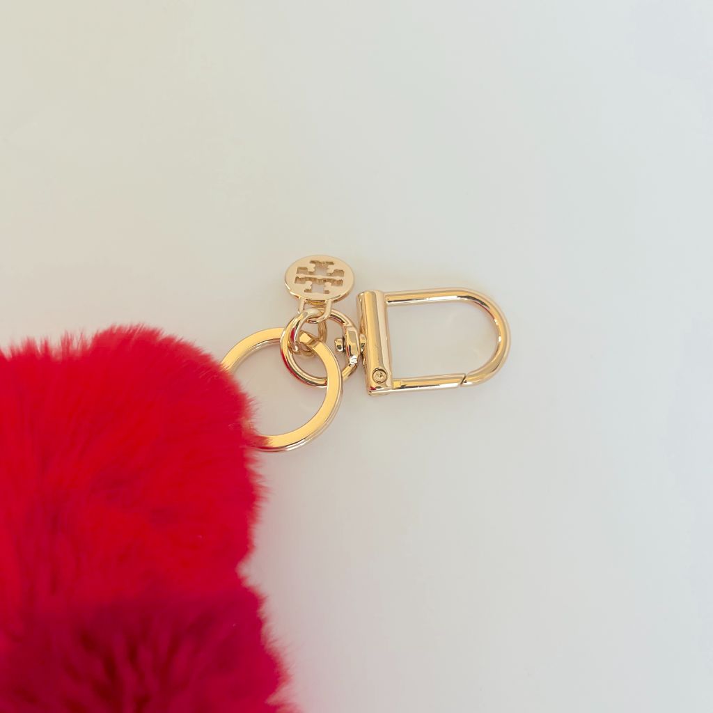 Tory Burch red rabbit fur heart shaped key chain - BOPF | Business of  Preloved Fashion