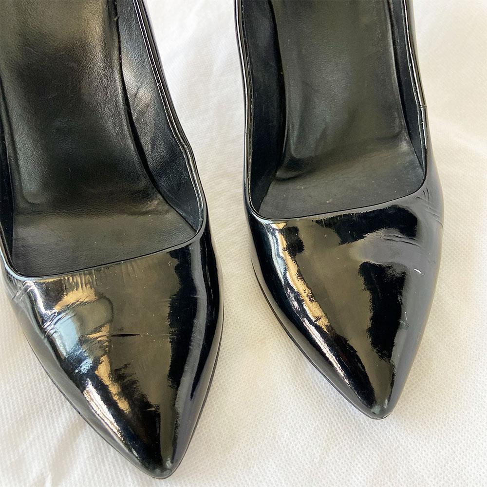 Gucci black patent leather pointed toe pumps, 39C