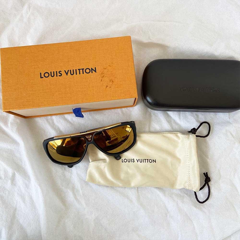 Louis Vuitton Mens Evidence Sunglasses Z0350 Black Gold