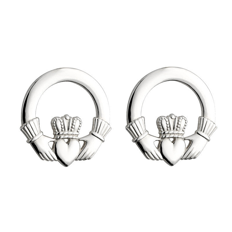 silver claddagh stud earrings