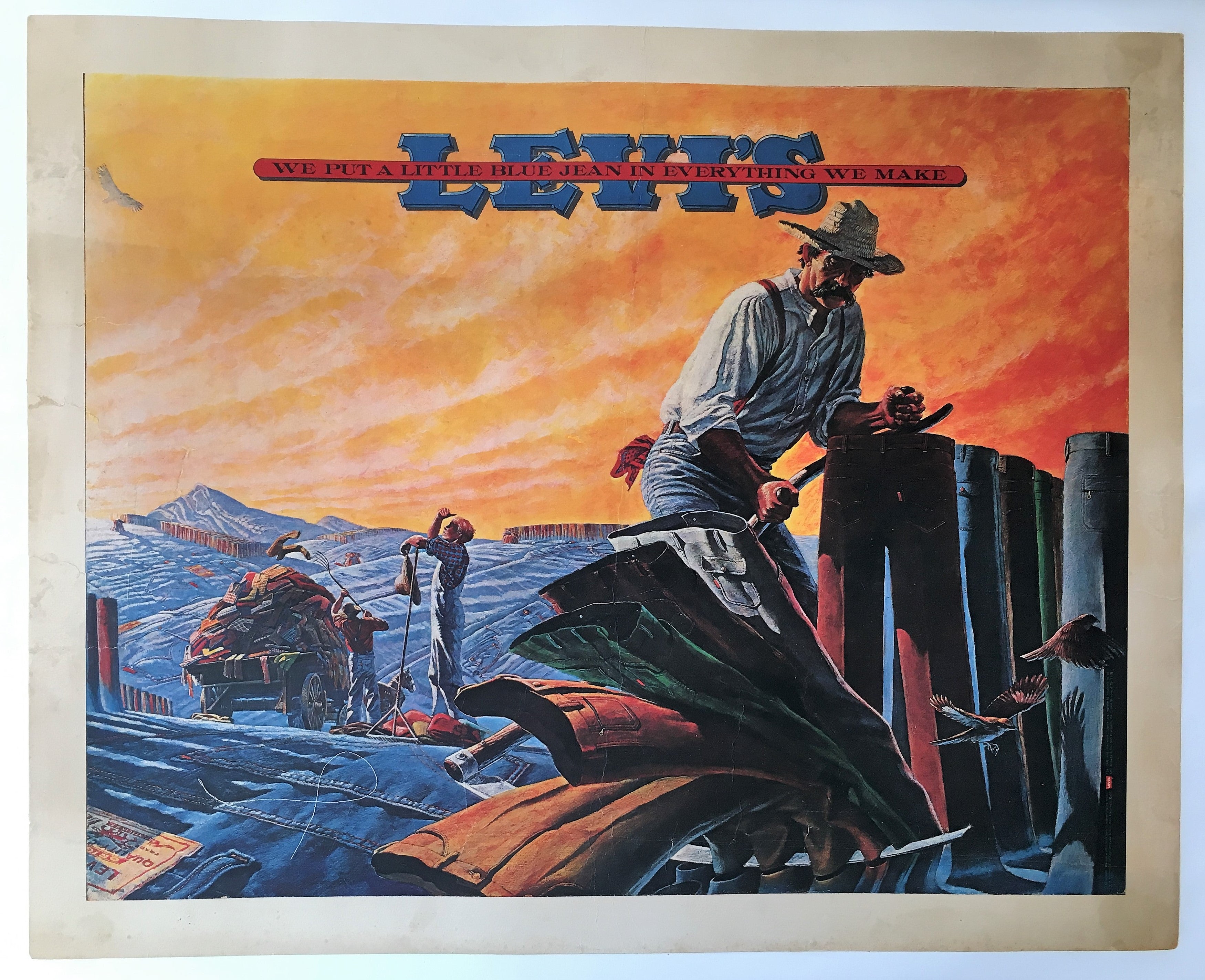 Original 1970 Levis Jeans Advertising Poster – Rarevintageposters.com