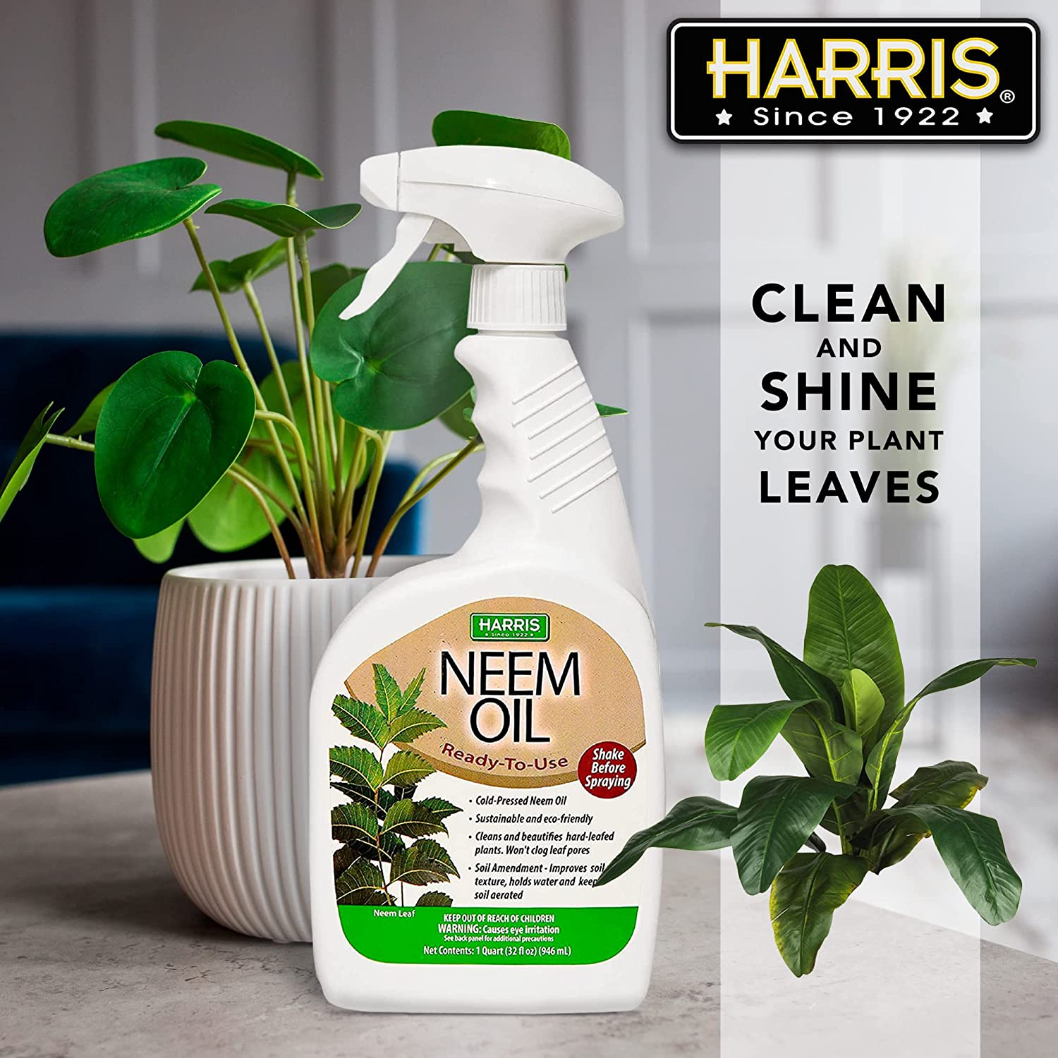 Harris Neem Oil Spray for Plants, Cold Pressed Ready to Use, 32oz PF