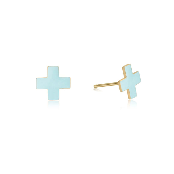 Enewton | Signature Cross Gold Stud - Turquoise
