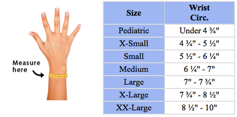 MedSpec Wrist Lacer II - Wrist Support Size Chart