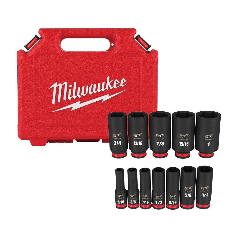 Milwaukee 49-66-7009 43PC SHOCKWAVE Impact Duty 3/8" Drive SAE ＆ Metric  Deep Point Socket Set＿並行輸入