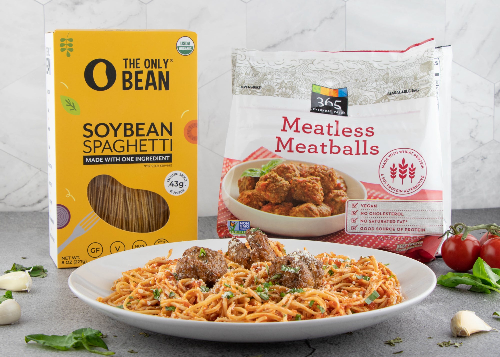 Soybean Spaghetti with Meatless Meatballs Recipe | The Only Bean