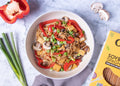 Vegan Soybean Pasta Chow Mein with Tofu