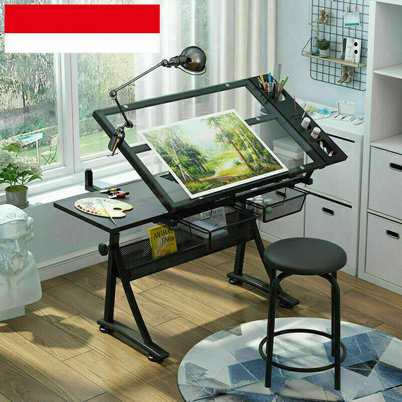 zin Dwars zitten Plicht Tekentafel glas werktafel computertafel in hoogte verstelbaar NIEUW –  LOODS2010