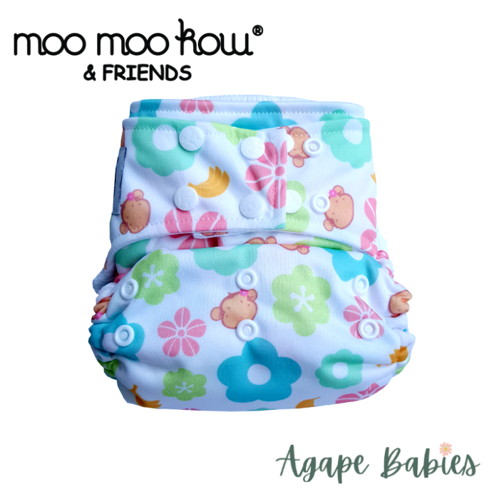 Moo Moo Kow Bamboo Cloth Diaper One Size Snap - Mooky Flower