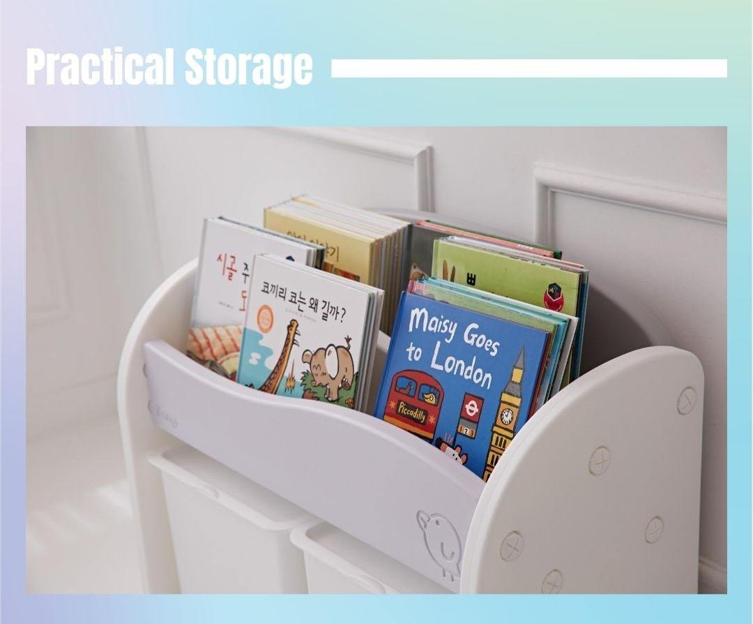 Practical and ample storage space for books and collectables