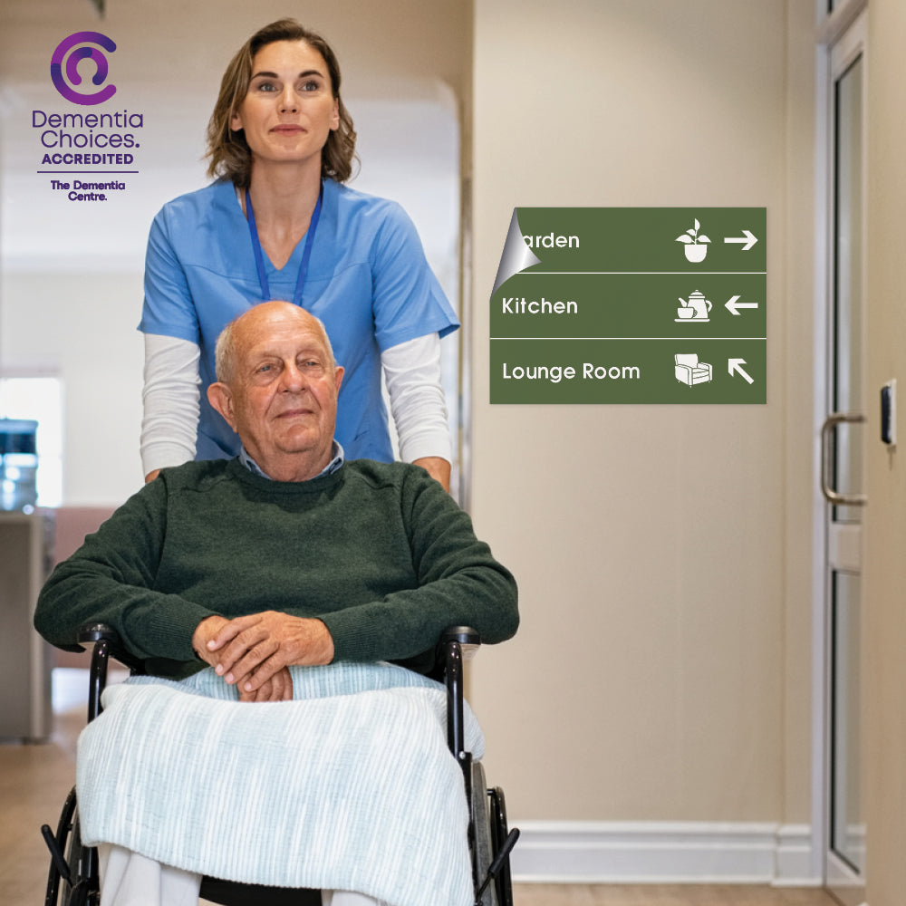 Multi location wayfinding signs for aged care