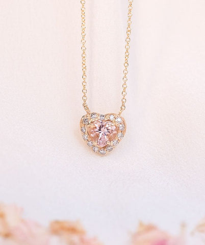 Cœur d'Amour Pendant, Morganite, Margaux Perrier Jewelry