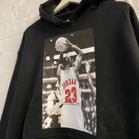 Michael Jordan Basketball Printed Hoodie In Black