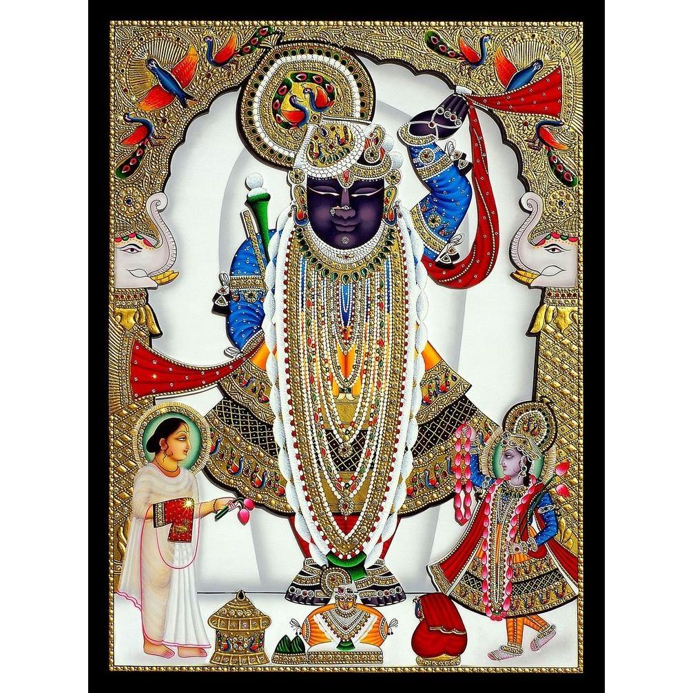 White Shreenathji-Canvas Art | God Painting | Indian Traditional ...