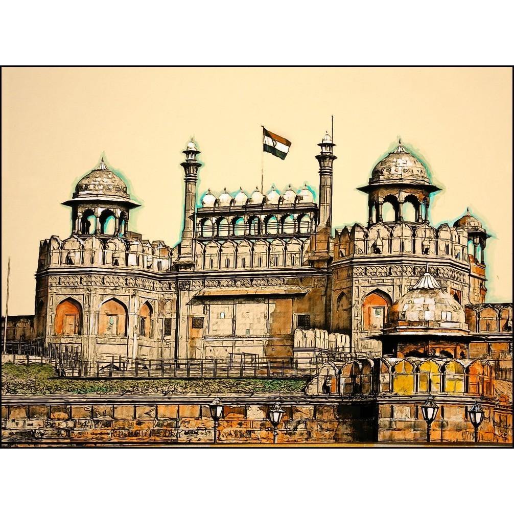 Red Fort-Canvas Art Painting | Monuments Painting | Indian ...