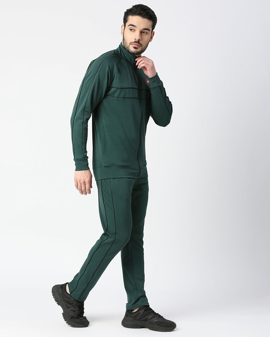 Contemporary-Styled Bottle Green Athletic Tracksuit for Men – Alstyle India