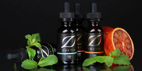 Zoetic CBD oil with zesty blood orange and zingy peppermint. 
