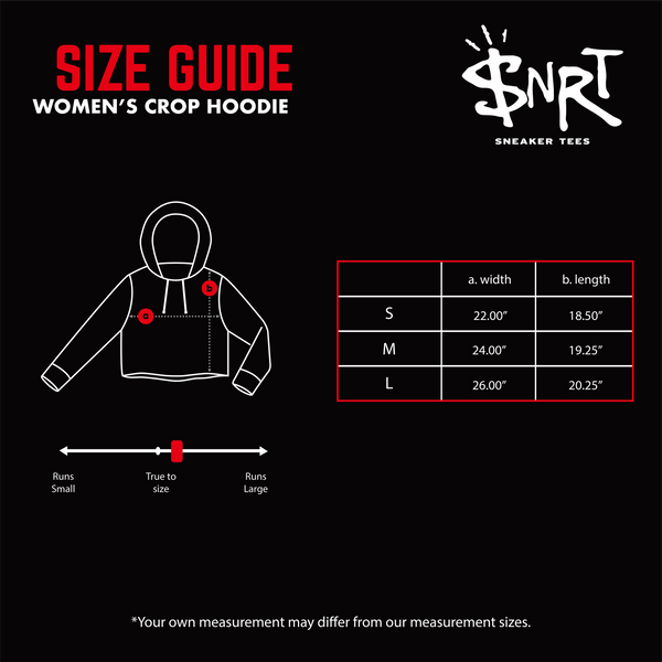 Sneaker Release Tees Womens Crop Hoodie Size Chart