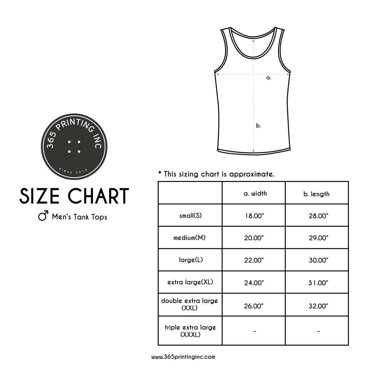 men's tank top size chart