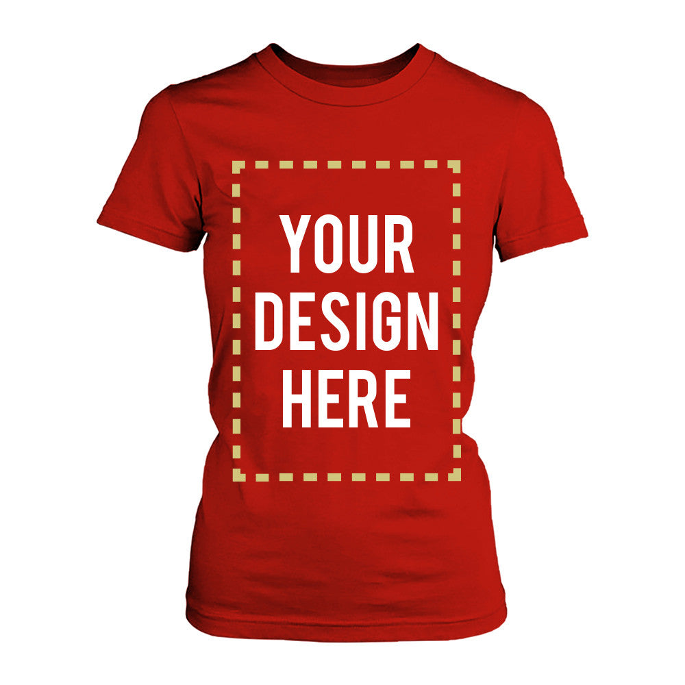 Custom T-shirt Photo Design Print Red Tee for Women