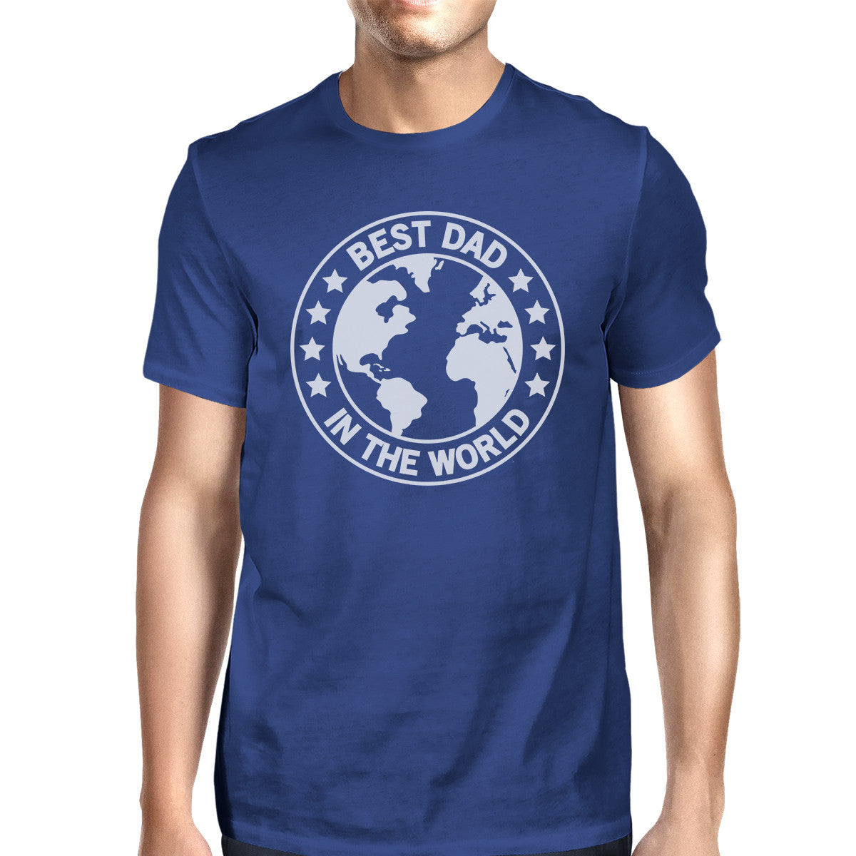 World Best Dad Mens Blue Cotton Tee Cute Fathers Day Gifts For H