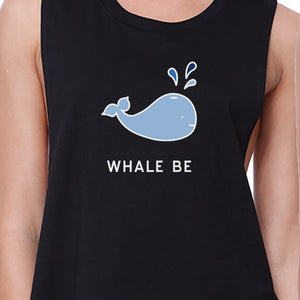 Whale Be Friend Forever BFF Matching Black Cotton Summer Crop Tops