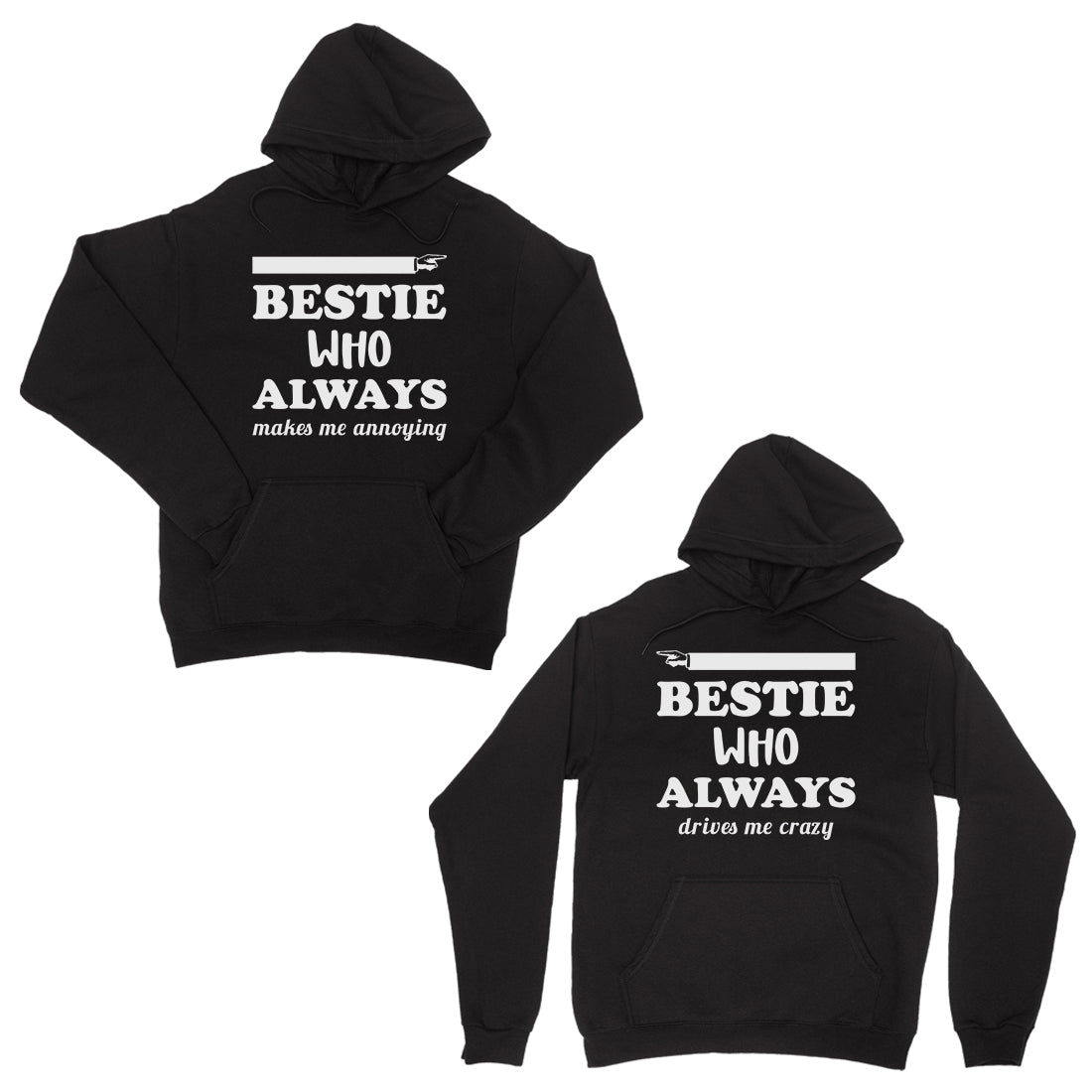 Bestie Always Matching Hoodies Black Pullover Hooded Sweatshirts