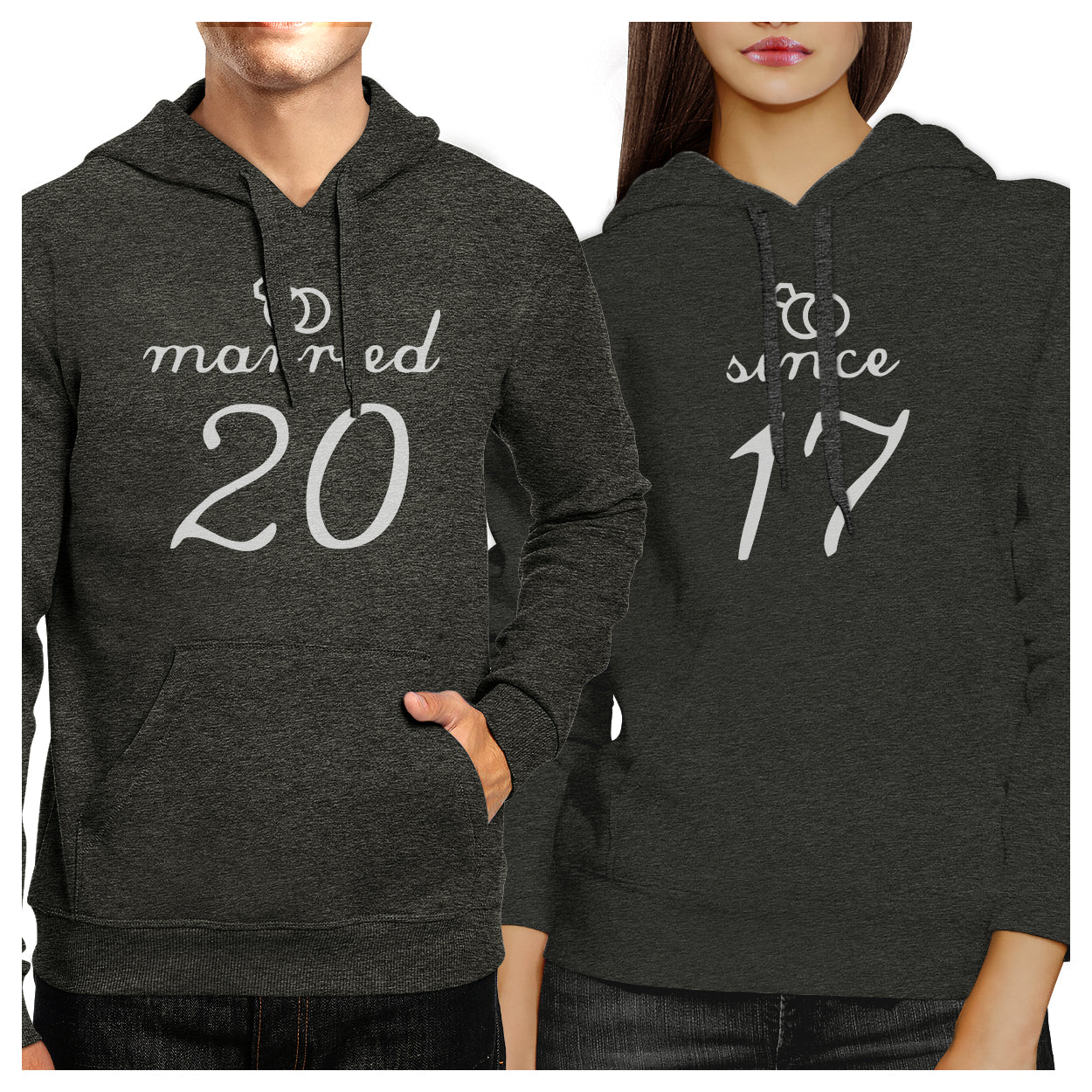 Married Since Custom Matching Couple Dark Grey Hoodie