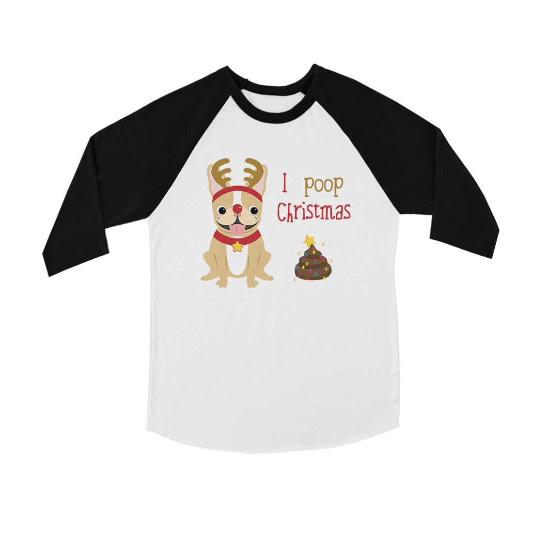 Frenchie Christmas Poop BKWT Kids Baseball Shirt