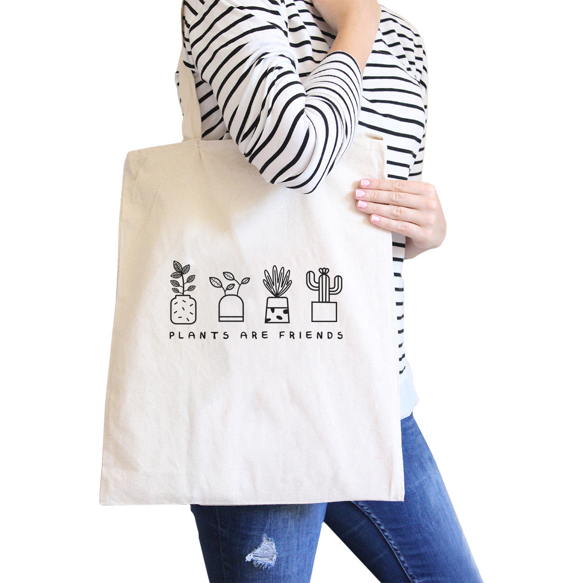 Plants Are Friends Natural Canvas Bag Unique Design Gifts For He