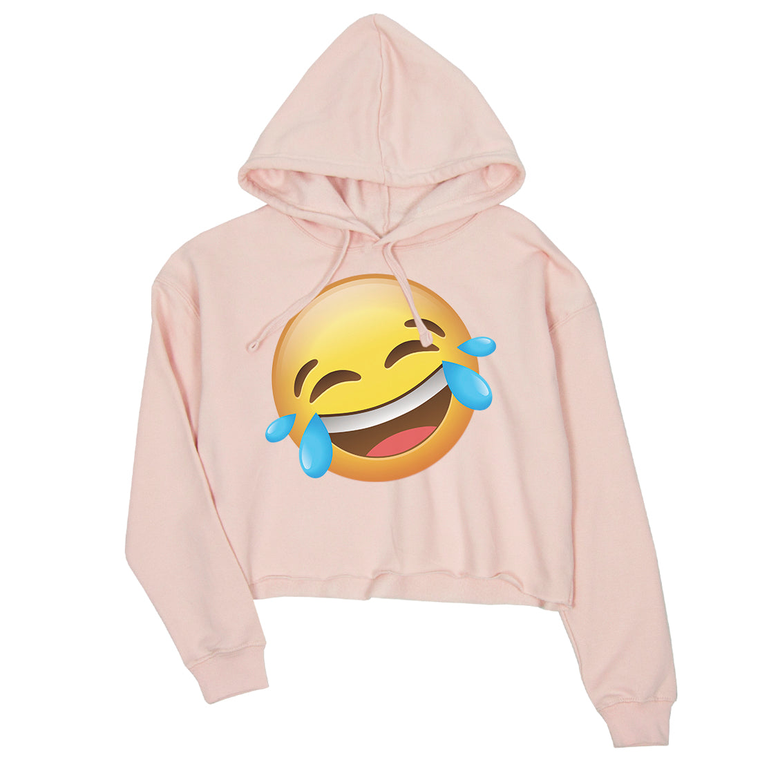 Emoji-Laughing Womens Crop Hoodie Silly Cool Fun Halloween Costume