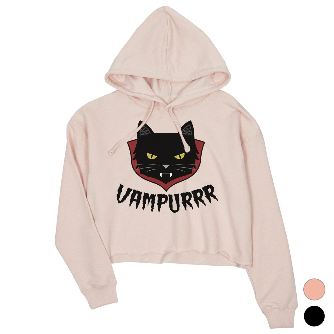 Vampurrr Halloween Costume Cute Graphic Design Womens Crop Hoodie