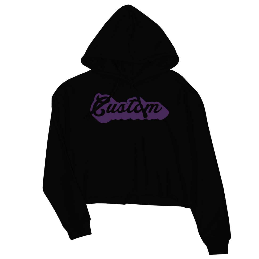 Purple Pop Up Text Womens Custom Crop Hoodie Cool Custom For Friend