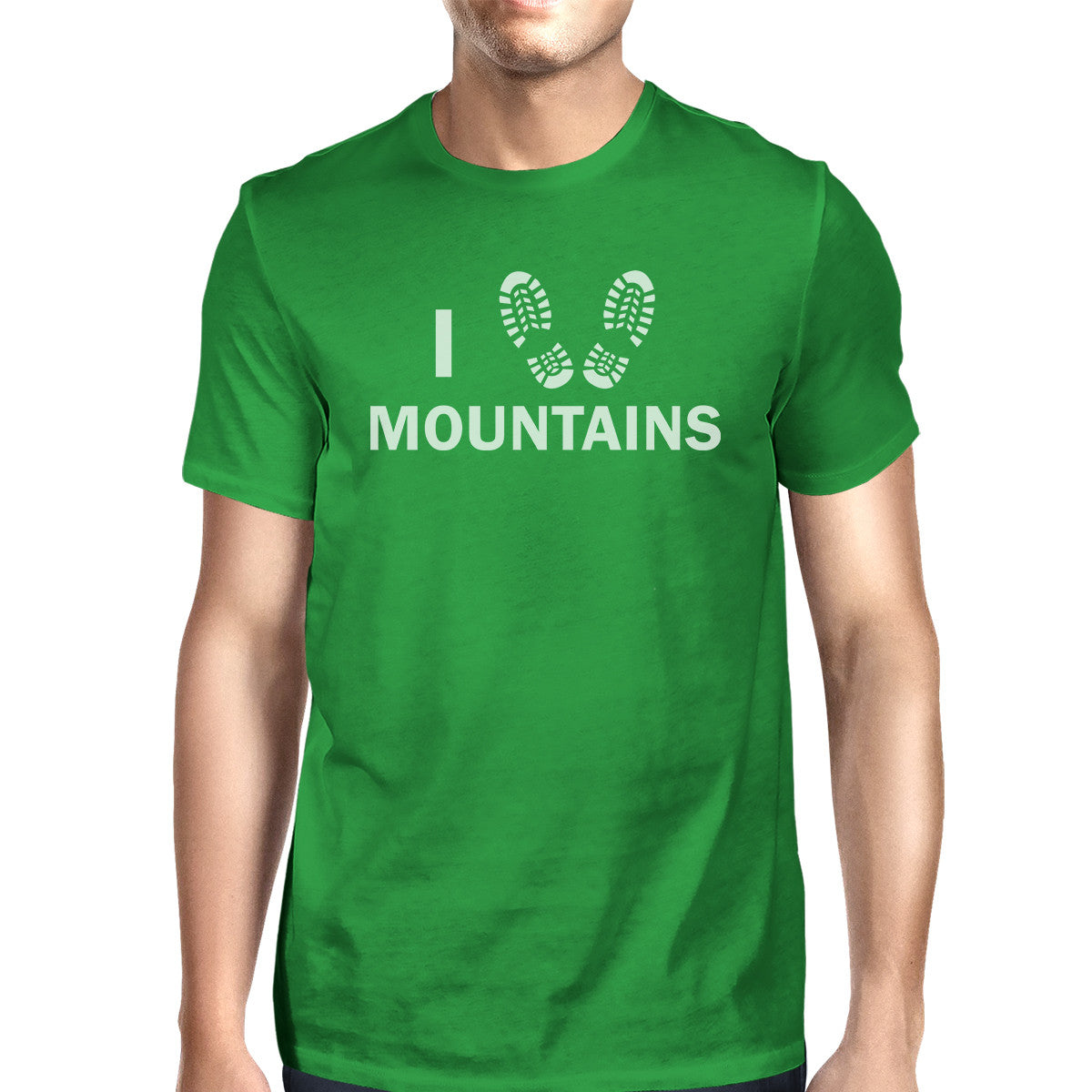 I Heart Mountains Men's Green Cotton Tee Unique Graphic T Sh