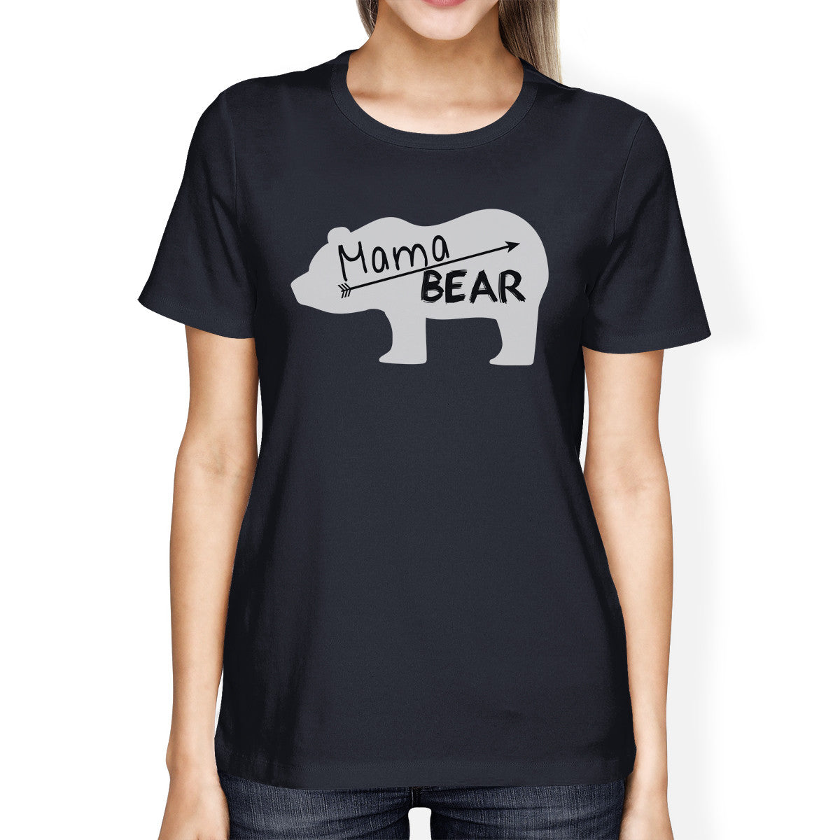 Mama Bear Women's Navy Cotton Tee Cute Graphic Gifts For New