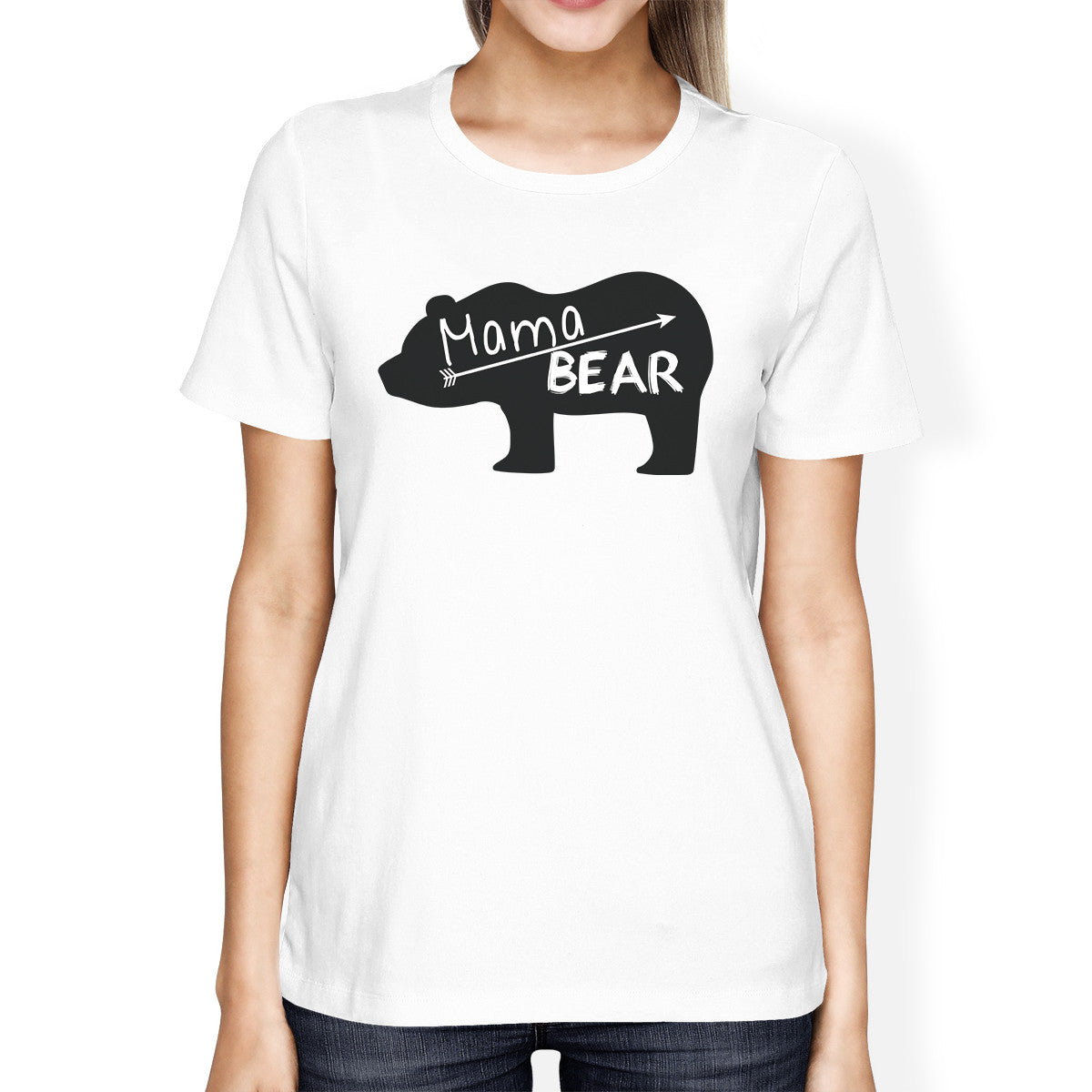 Mama Bear Women's White Short Sleeve Tee Trendy Design Graph