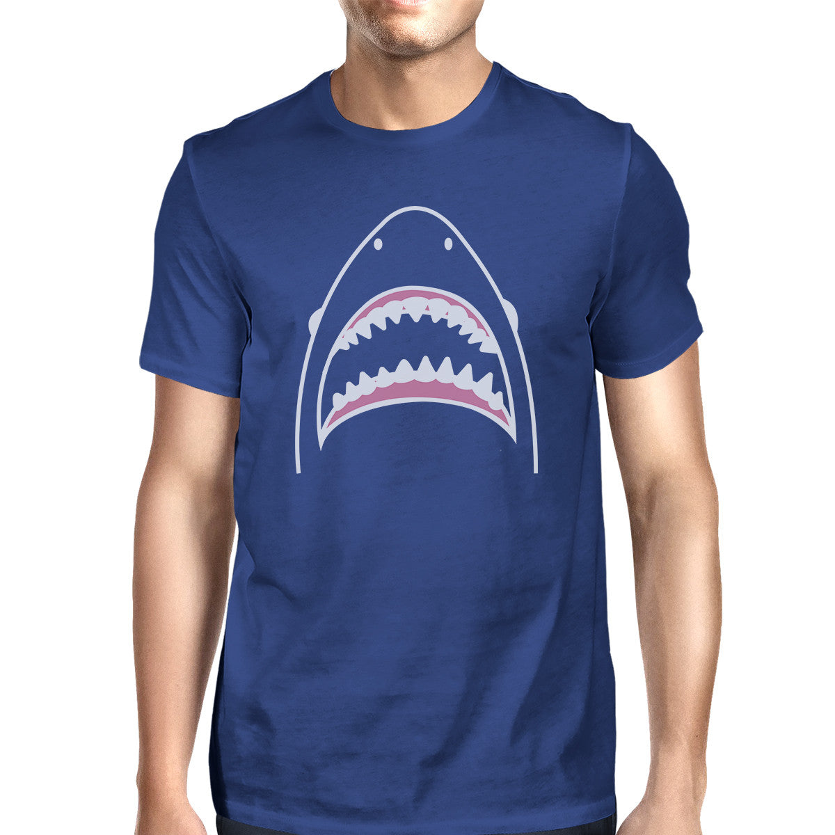 Shark Mens Royal Blue Cotton Short Sleeve Tee Cool Summer T-Shir