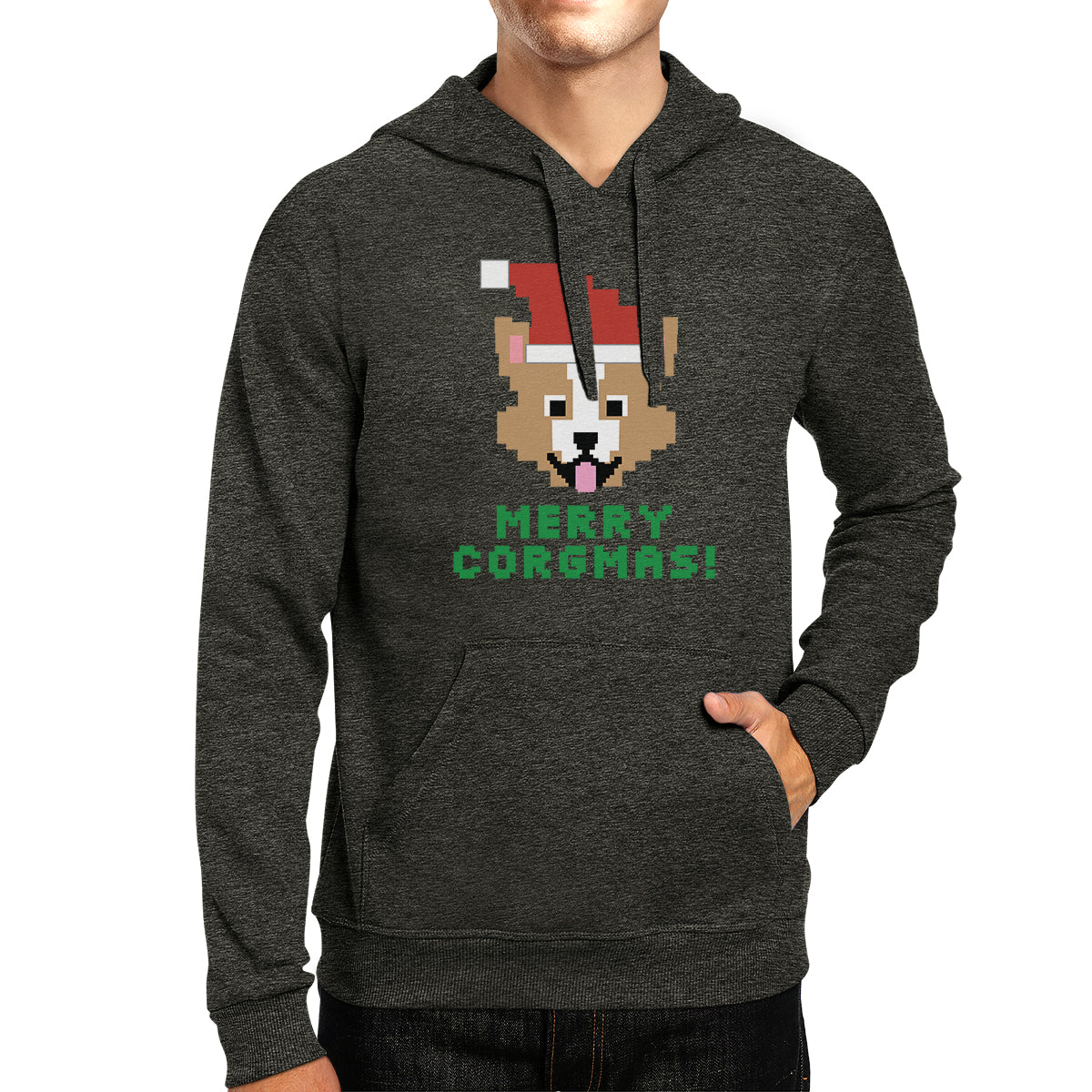 Merry Corgmas Corgi Dark Grey Hoodie