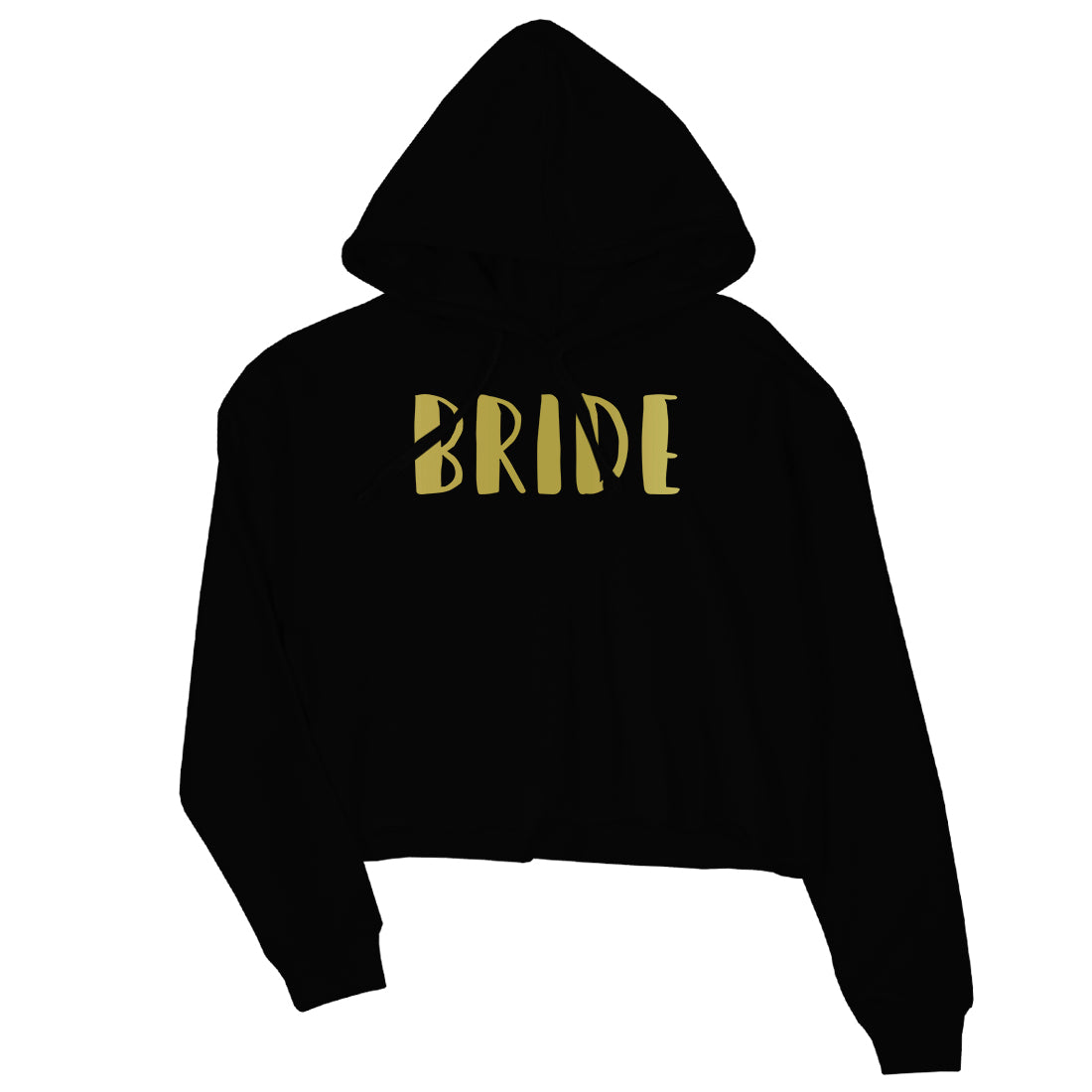 Bride Team Bride-GOLD Womens Crop Hoodie Fun Qwuirky Cute Wedding