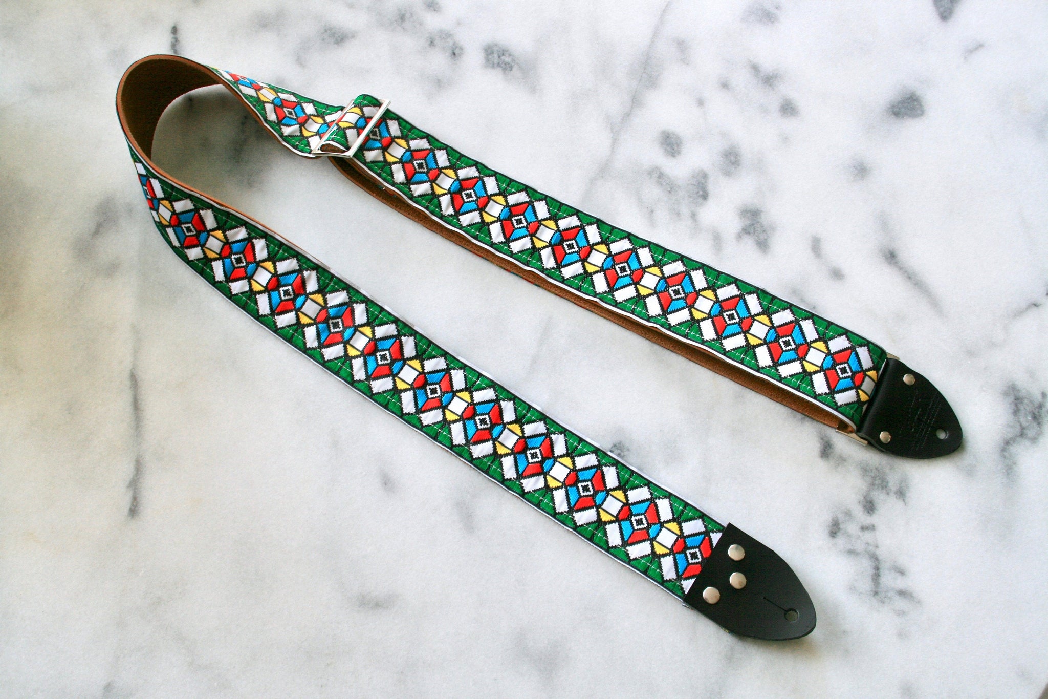 stained glass design guitar strap